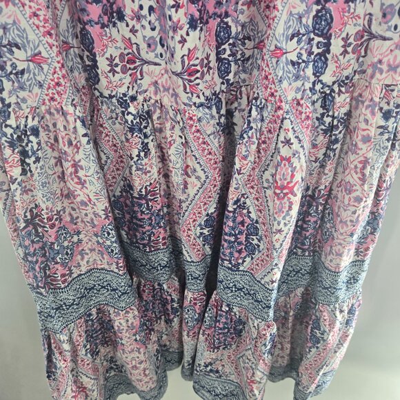 Caroline Constas White Diamond Floral Bohemian Tired Maxi Dress Small FLAW - Picture 9 of 16